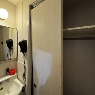 Dirty top shelf, probably never cleaned..doors and handles are not cleaned, and wall was disgusting...cleaned it myself!!