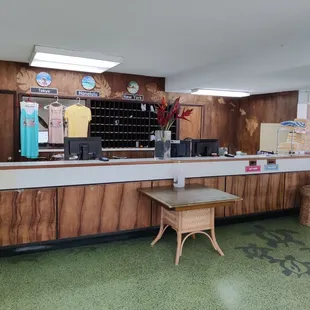 Reception Desk... Note the honu (turtle) pattern on the floor