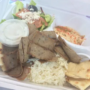 Lamb and beef rice plate. Soo good