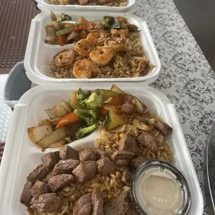 Hibachi Steak, Hibachi Shrimp, Hibachi Chicken