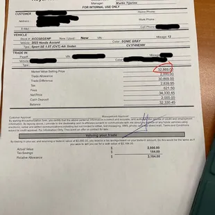 Note the upcharge of $1389.00 to the "Market Value Selling Price."