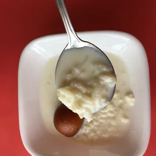 Rice pudding and cheese ball