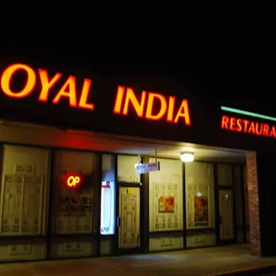 Royal India exterior at night