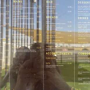 menu