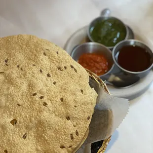 a tortilla and condiments