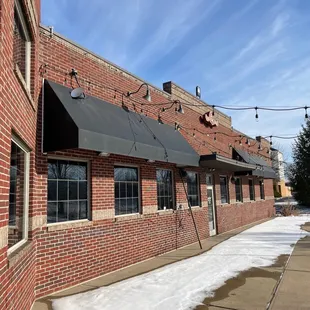 the outside of a brick building