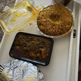 Lamb Biryani, Spinach Aloo, Vegetable Samosa, &amp; Garlic Basil Naan
