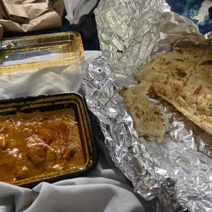 Garlic Naan and Chicken Makhani