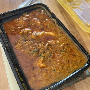 Chicken curry: 5 stars!  I wish I knew it did not come with rice.
