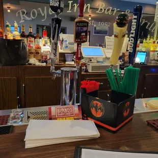 the bar counter and menu