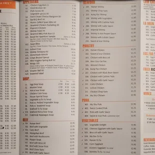 Royal Inn Oriental Cuisine Menu