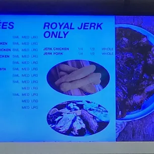 Entrees in small, medium, &amp; large.