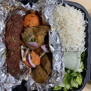 Combo Kabob Dinner (beef, chicken, lamb)