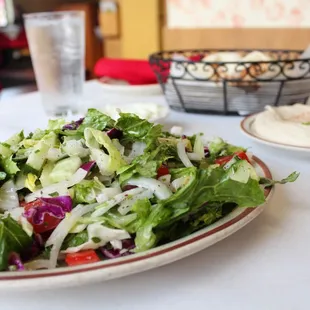 Large Salad and Hummus that comes with the Platter for two