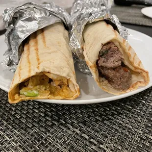 Kofte wrap and chicken gyro wrap