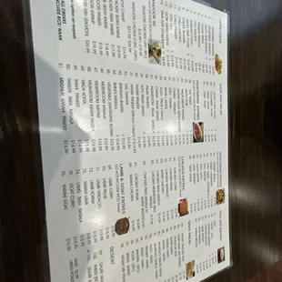 menu