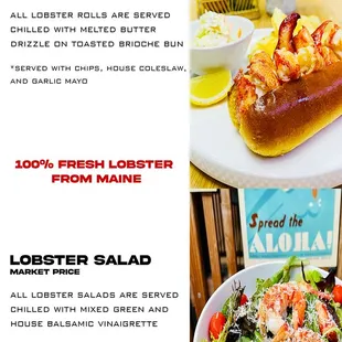 We only specialize in Fresh Lobster Roll and Lobster Salad