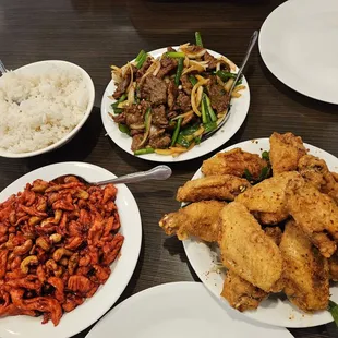 Cashew chicken, Mongolian Beef, Salt Pepper Wings