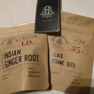 two bags of indian ginger root