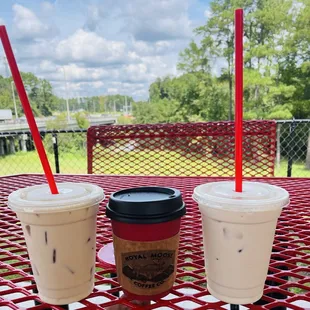 Cafe Latte, Freshly brewed coffee and Iced Breve Latte