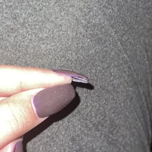 The acrylic/color doesn't match up to the edge of the nail