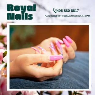 Do you want to try this design? Just call us to transform your nails!
ROYAL NAILS
Find us at: 913 N Perkins Rd Stillwater, OK 7407