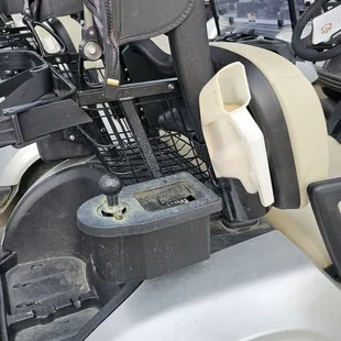 Ball and club cleaner on the cart