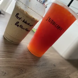 Post workout Butterfinger shake with a Snow cone tea