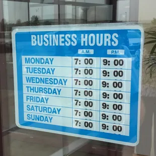 Hours sign