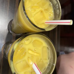 two glasses of orange juice