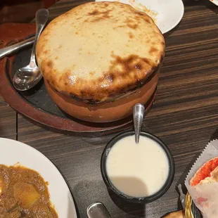 a variety of dishes on a table
