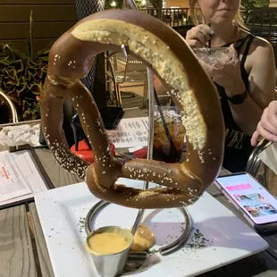 The fun big hanging pretzel.  Needs more to dip in, though