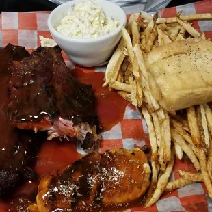 BBQ rib and chicken platter