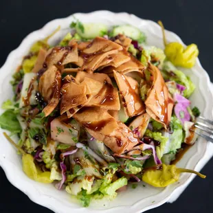 a plate of chicken salad