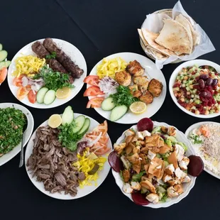 a variety of food dishes