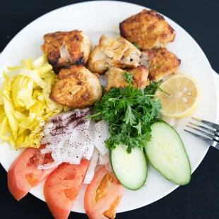 a white plate of food