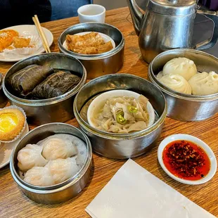 a table full of asian food