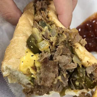 Philly cheesesteak w/ jalapeños