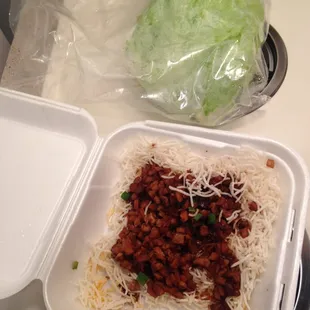 Be ready to self-assemble the chicken lettuce wrap. Remember that it comes with a few uncut leaves of lettuce as the sleeve.