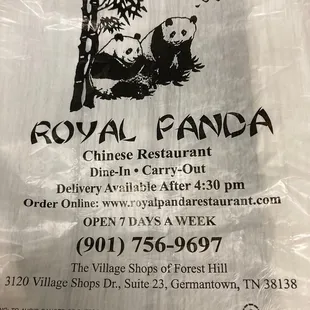 bag that food was packed into