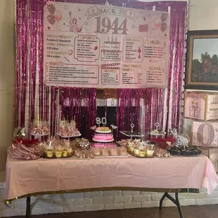 Tables for guests and food