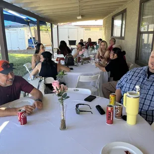 Tables for guests and food