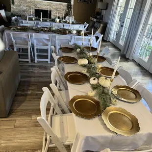 Table set up for Thanksgiving dinner