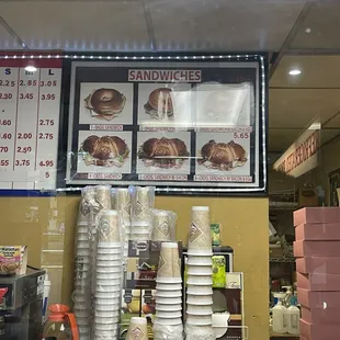 Sandwiches menu