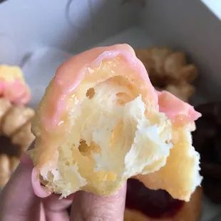 Check out the soft, eggy, airy dough inside the cruller!