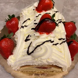 Over the Top ABSOLUTELY DELICIOUS DESSERTS like this Whipped Cream &amp; Strawberry Roll @ Royal Pastry