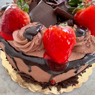Over The Top Desserts! DELICIOUSSSSS! Chocolate Mousse Cake with Strawberries @ Royal Pasty in Cambridge MA.