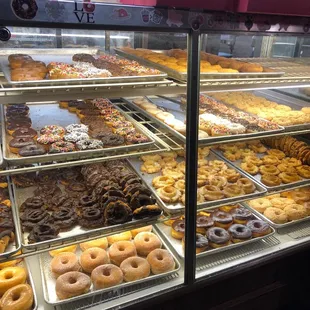 Great selection of various donuts, there are more on the other side