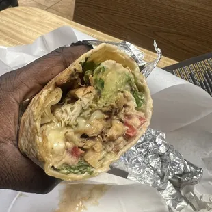 This right here is a chicken wrap not just regular wrap this was special made with extra add on.