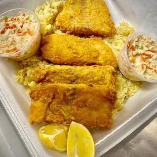 Fish dinner with rice